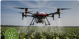 Agricultural drone spraying a crop