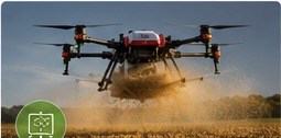 Agricultural drone spreading dry inputs